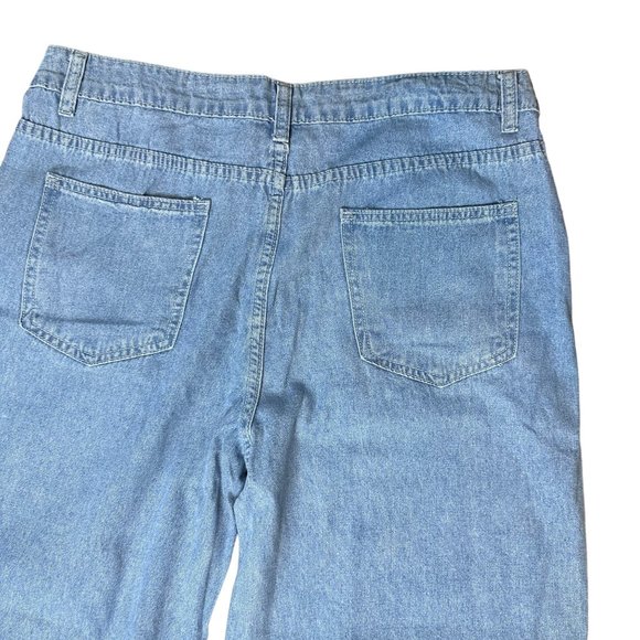 Womens Cargo Jeans Size XL Blue Wide Leg High Rise Multiple Pockets - Picture 10 of 15